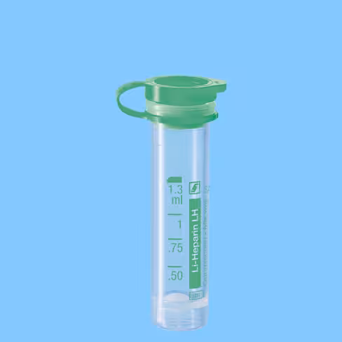 Microtube 1,3 ml héparine lithium avec cape attenante verte x 1000