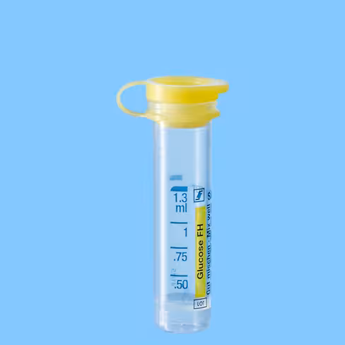 Microtube 1,3 ml Glycémie bouchon pression attaché jaune étiquette transparente x 1000