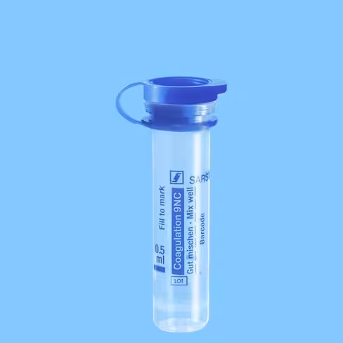 Microtube 0,5 ml Citrate-Coag bouchon pression attaché bleu étiquette transparente x 1000