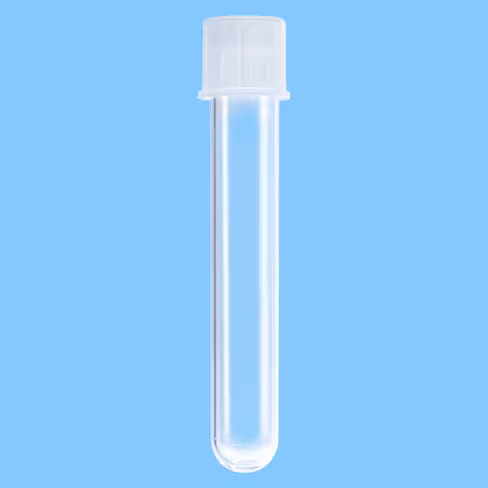 Tube 5 ml 75/12 PS fond rond cape d aération stérile 25/sac x 1000