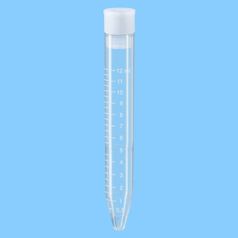 Tube 12 ml, 110/17, PS, fond conique, stérile x 500