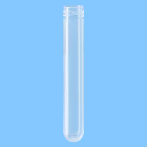 Tube 5 ml 75/13 mm PP fond rond bord à vis sans bouchon x 2000