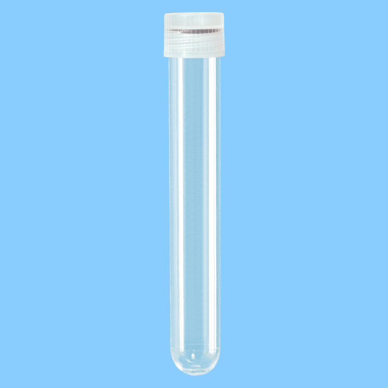 Tube 13 ml 101/16,5 PP fond rond bouchon vissé naturel joint torique stérile x 500