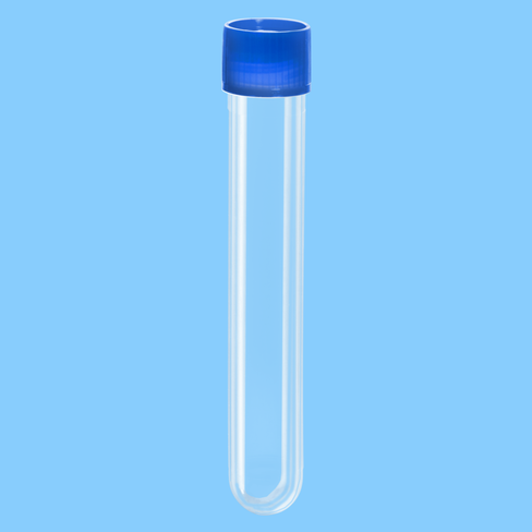 Tube 13 ml 101/16,5 PP fond rond bouchon vissé bleu stérile x 500