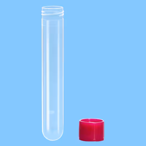Tube 13 ml 100/16 PP fond rond bouchon à visser rouge x 1000