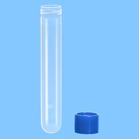 Tube 13 ml 100/16 PP fond rond bouchon à visser bleu x 1000