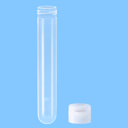 Tube 13 ml 100/16 PP fond rond bouchon à visser incolore x 1000
