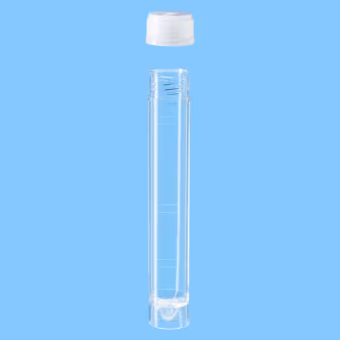 Tube 10 ml 97/16 PS fond conique gradué bouchon à visser x 1000
