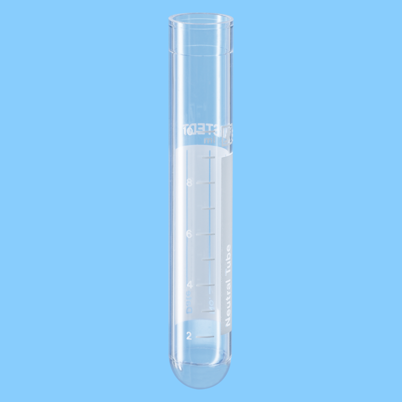 Tube 10 ml 95/16,8 PS aplat gradué fond rond x 1000