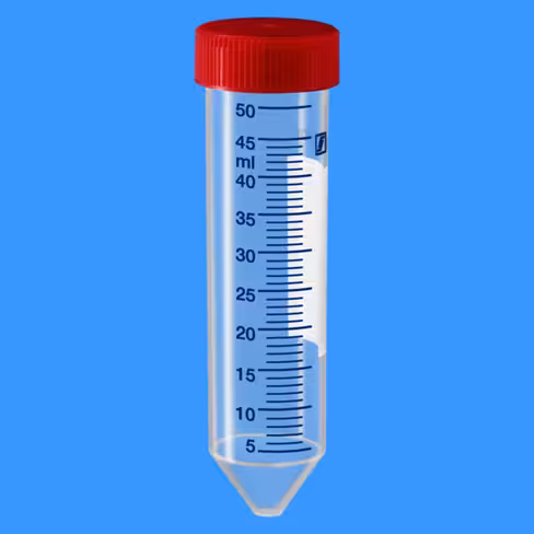 Tube 50 ml, 114/28, fond conique, PP, aplat, gradué, 25/sac, stérile, apyrogène x 300