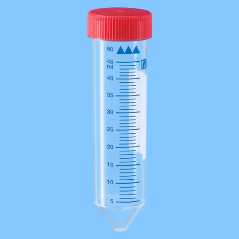 Tube 50 ml 114/28 cônique PP aplat gradué 25/sac x 300