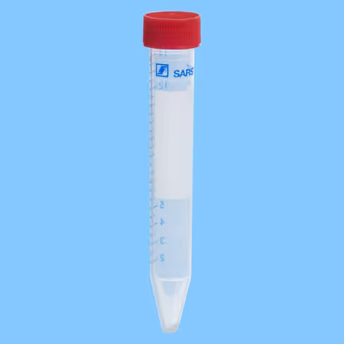 Tube 15 ml 120/17 PP cônique aplat gradué socle de 50 stérile apyrogène x 500