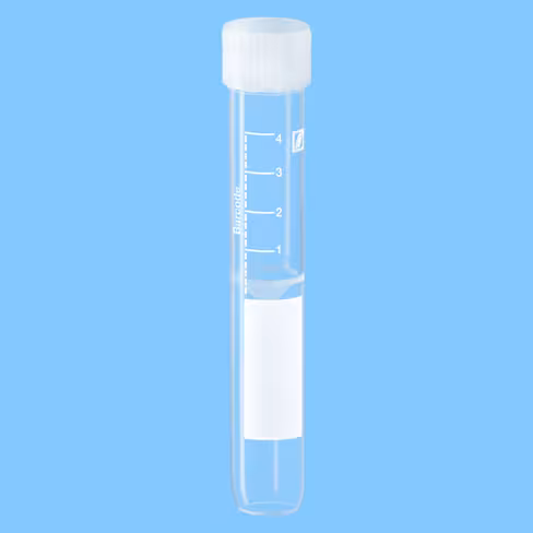 Tube 6 ml 92/15,3 PP fond cônique à mi-hauteur aplat gradué base arrondie x 1000