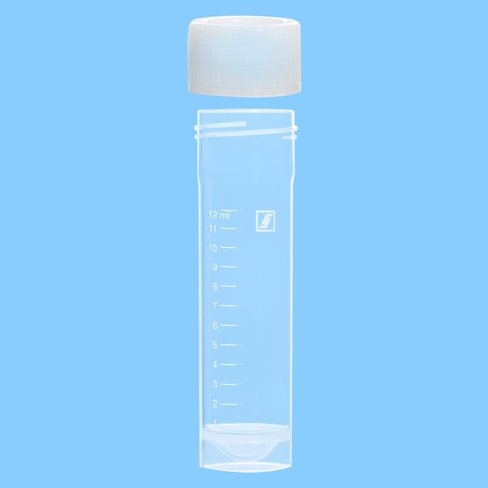 Tube 15 ml, 76/20, PP, fond conique, à jupe, gradué x 500