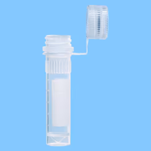 Microtube 2 ml cônique à jupe PP aplat blanc gradué bouchon attaché non vissé stérile Biosphère x 500
