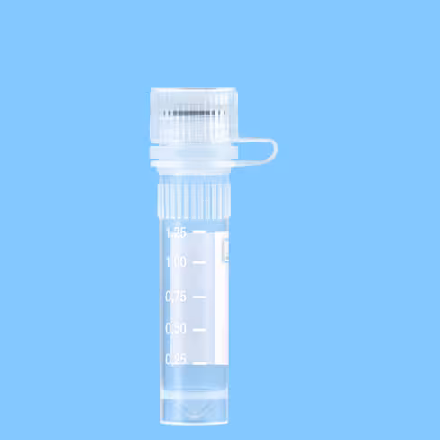 Microtube 2 ml cônique à jupe PP aplat blanc gradué bouchon attaché vissé PCR Performane tested x 1000
