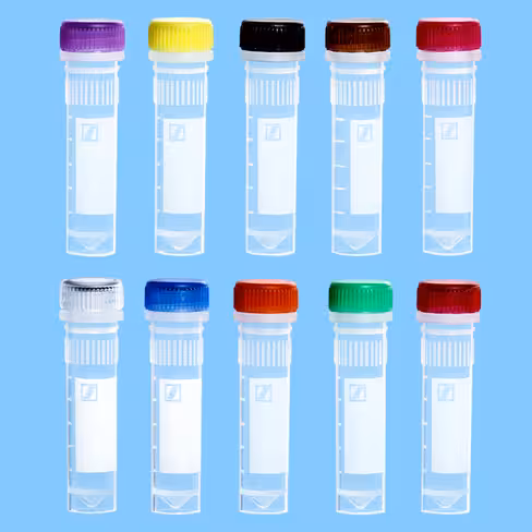 Microtube 2 ml PP fond conique à jupe aplat blanc gradué bouchon vissé stérile mélange 10 couleurs x 1000