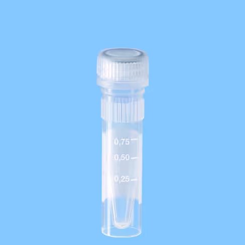 Microtube 1,5 ml cônique à jupe PP aplat blanc gradué bouchon vissé PCR Performance tested x 1000