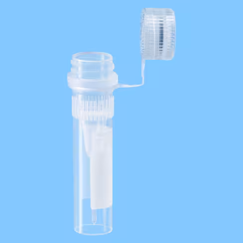 Microtube 0,5 ml cônique à jupe PP aplat blanc bouchon attaché à visser stérile/25 biosphère x 500