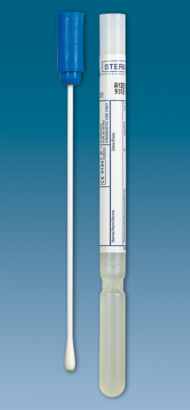 Ecouvillon + milieu de transport Amies, tige plastique stérile x 500