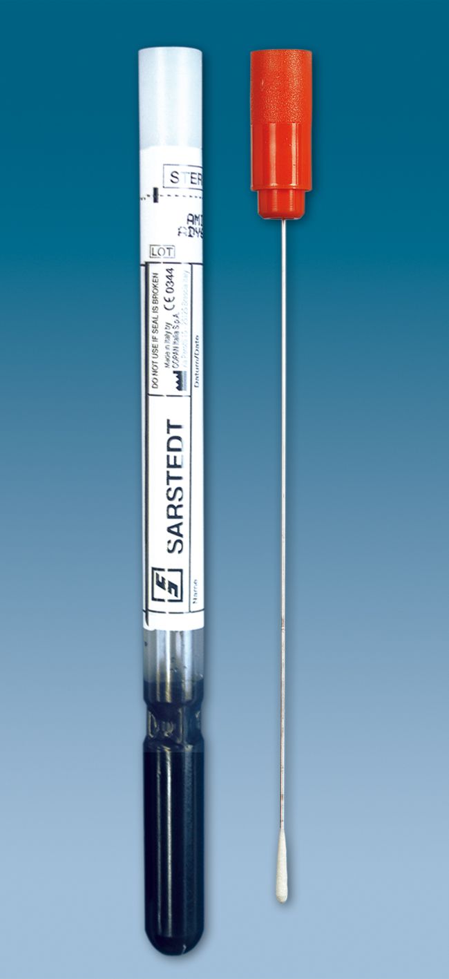 Ecouvillon + milieu de transport Amiès + charbon, tige aluminium stérile x 500