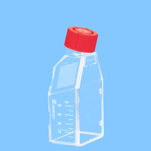 Flacon culture cellulaire T25 gamme rouge cellules adhérentes col incliné bouchon filtrant x 300