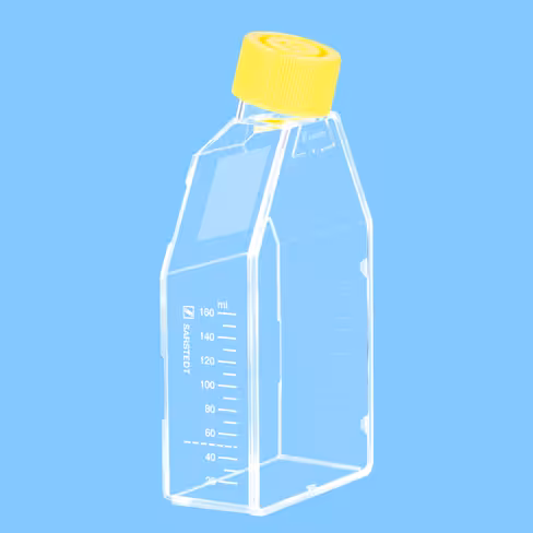 Flacon culture cellulaire T75 gamme jaune Cell+ cellules sensibles et adhérentes col incliné bouchon 2 positions O/F