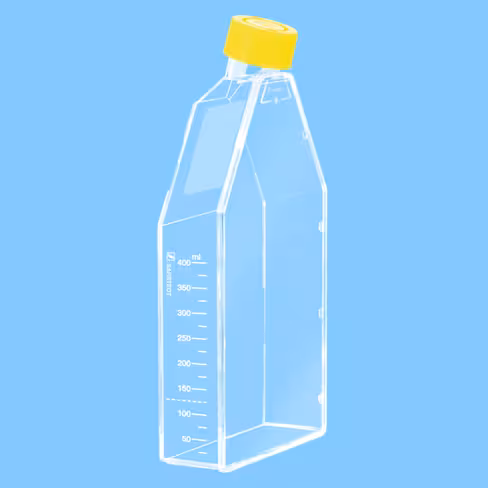 Flacon culture cellulaire T175 gamme jaune Cell+ cellules sensibles et adhérentes col incliné bouchon filtrant x 40