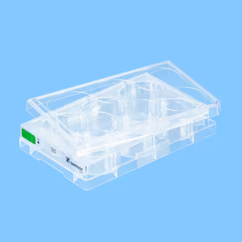 Plaque 6 puits pour culture cellulaire fond plat gamme verte cellules en suspension x 50