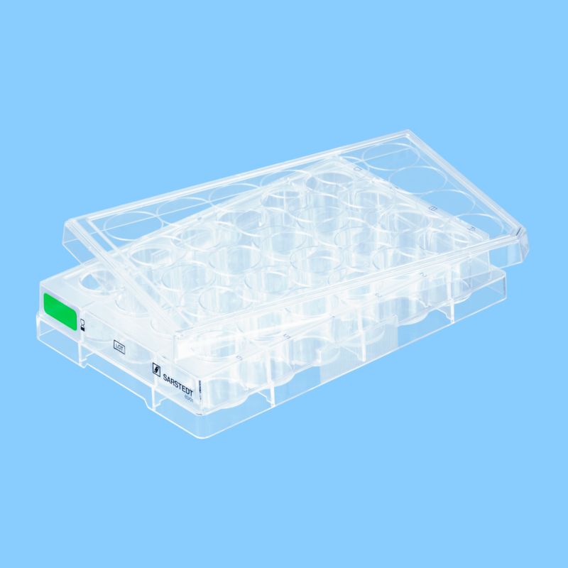 Plaque 24 puits pour culture cellulaire fond plat gamme verte cellules en suspension x 50