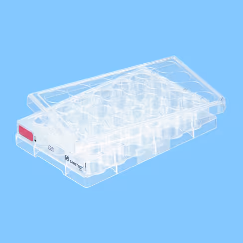 Plaque 24 puits pour culture cellulaire fond plat gamme rouge cellules adhérentes x 50