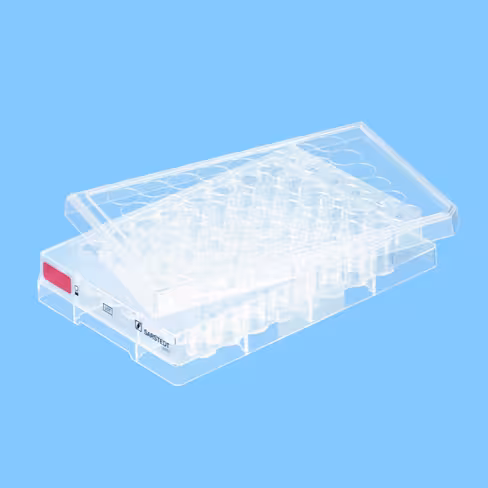 Plaque 48 puits pour culture cellulaire par 5 fond plat gamme rouge cellules adhérentes x 100