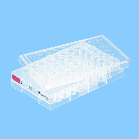 Plaque 48 puits pour culture cellulaire par 5 fond plat gamme rouge cellules adhérentes x 100