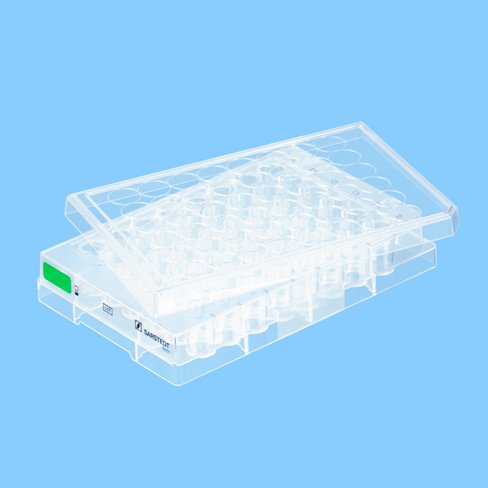 Plaque 48 puits pour culture cellulaire fond plat gamme verte cellules en suspension x 50