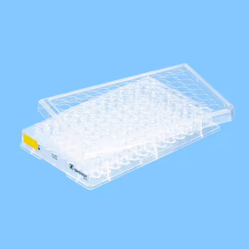 Plaque 96 puits pour culture cellulaire fond plat gamme jaune Cell+ cellules sensibles et adhérentes x 50