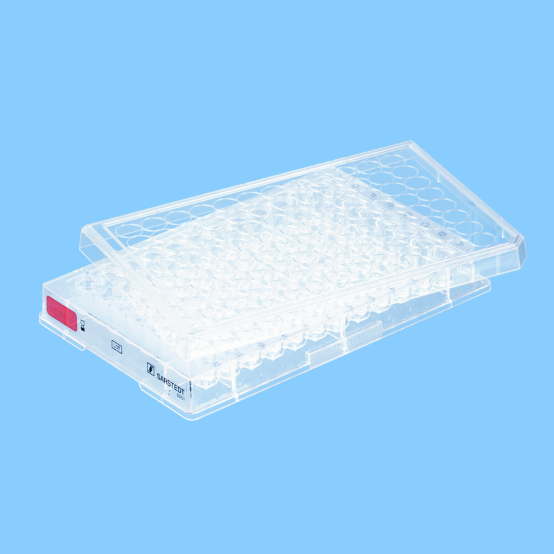 Plaque 96 puits pour culture cellulaire fond conique gamme rouge cellules adhérentes x 50