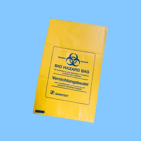 Sac autoclavable jaune imprimé 600 x 780 mm PP 32 l jaune imprimé x 250