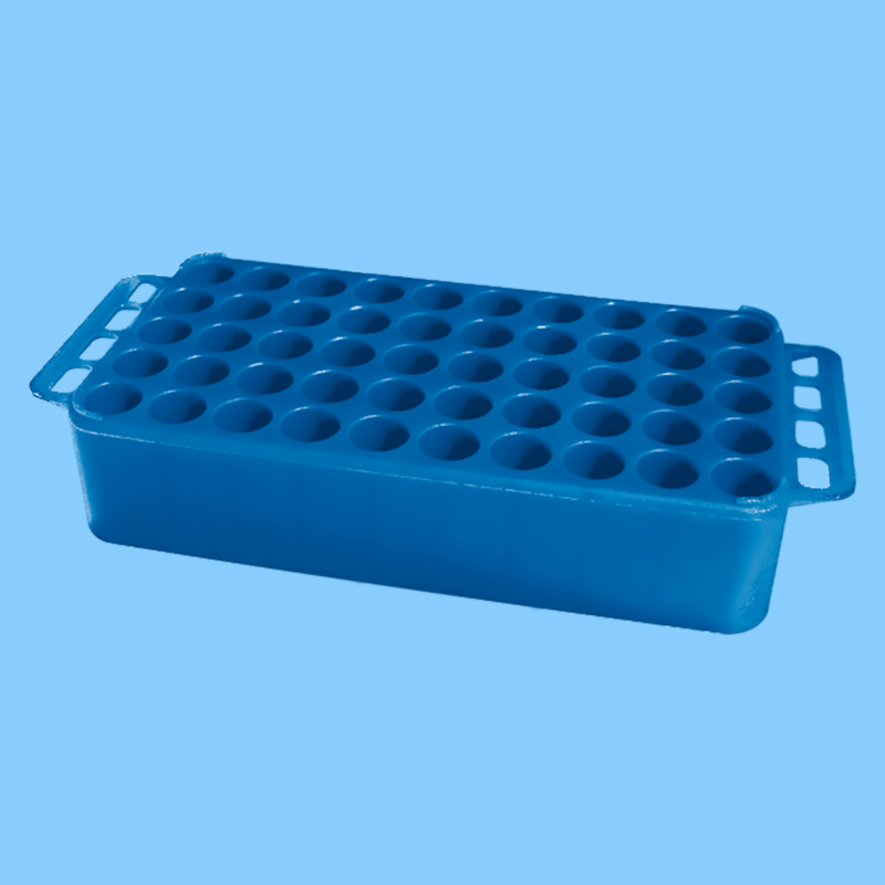 Portoir Ø 17 gris 50 trous avec poignées pour tubes Ø 17 mm