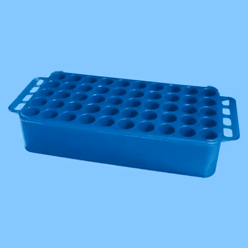 Portoir Ø 17 gris 50 trous avec poignées pour tubes Ø 17 mm