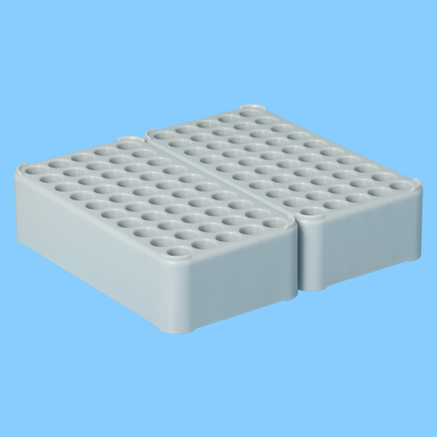 Portoir Ø 13 gris 100 trous (10 X 10) pour tubes Ø 13 mm