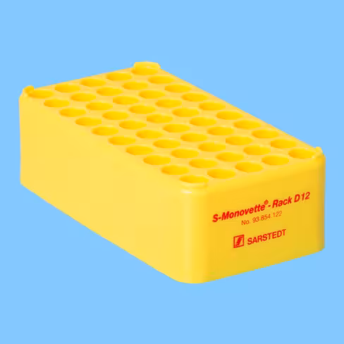 Portoir Ø 12 jaune 50 trous pour tubes Ø 12 mm