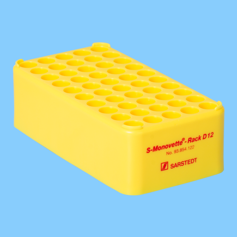 Portoir Ø 12 jaune 50 trous pour tubes Ø 12 mm