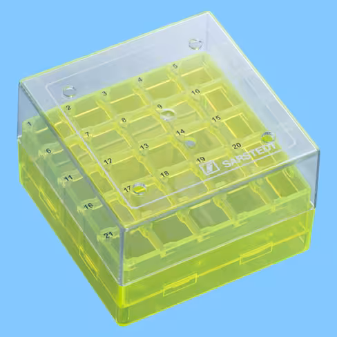 Boîte Cryobox pour stockage de 25 cryotubes 1 - 2 ml jaune fluo x 5