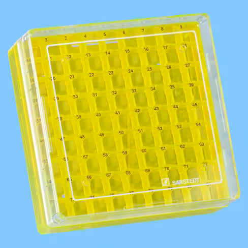 Boîte Cryobox pour stockage de 81 cryotubes 1 - 2 ml jaune fluo x 5