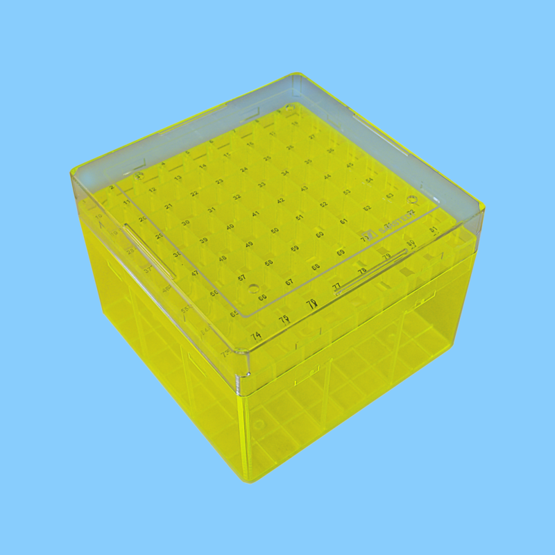 Boîte Cryobox pour stockage de 81 cryotubes 3 à 5 ml - jaune fluo x 5