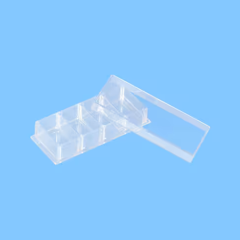 Chambre culture 4 puits sur lamelle verre 170 µm x 6
