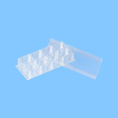 Chambre culture 8 puits sur lamelle verre 170 µm x 6