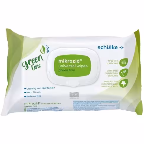 Lingette désinfectante MIKROZID® UNIVERSAL Green-line, 18 x 20 cm, en sachet x 114