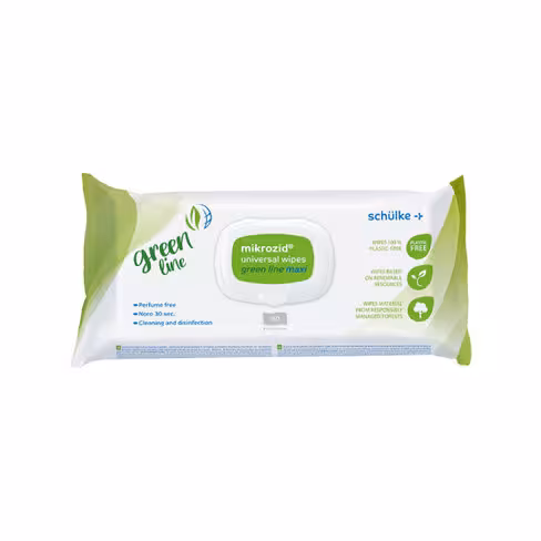 Lingette désinfectante MIKROZID® UNIVERSAL Green-line, 23 x 25 cm, en sachet x 90