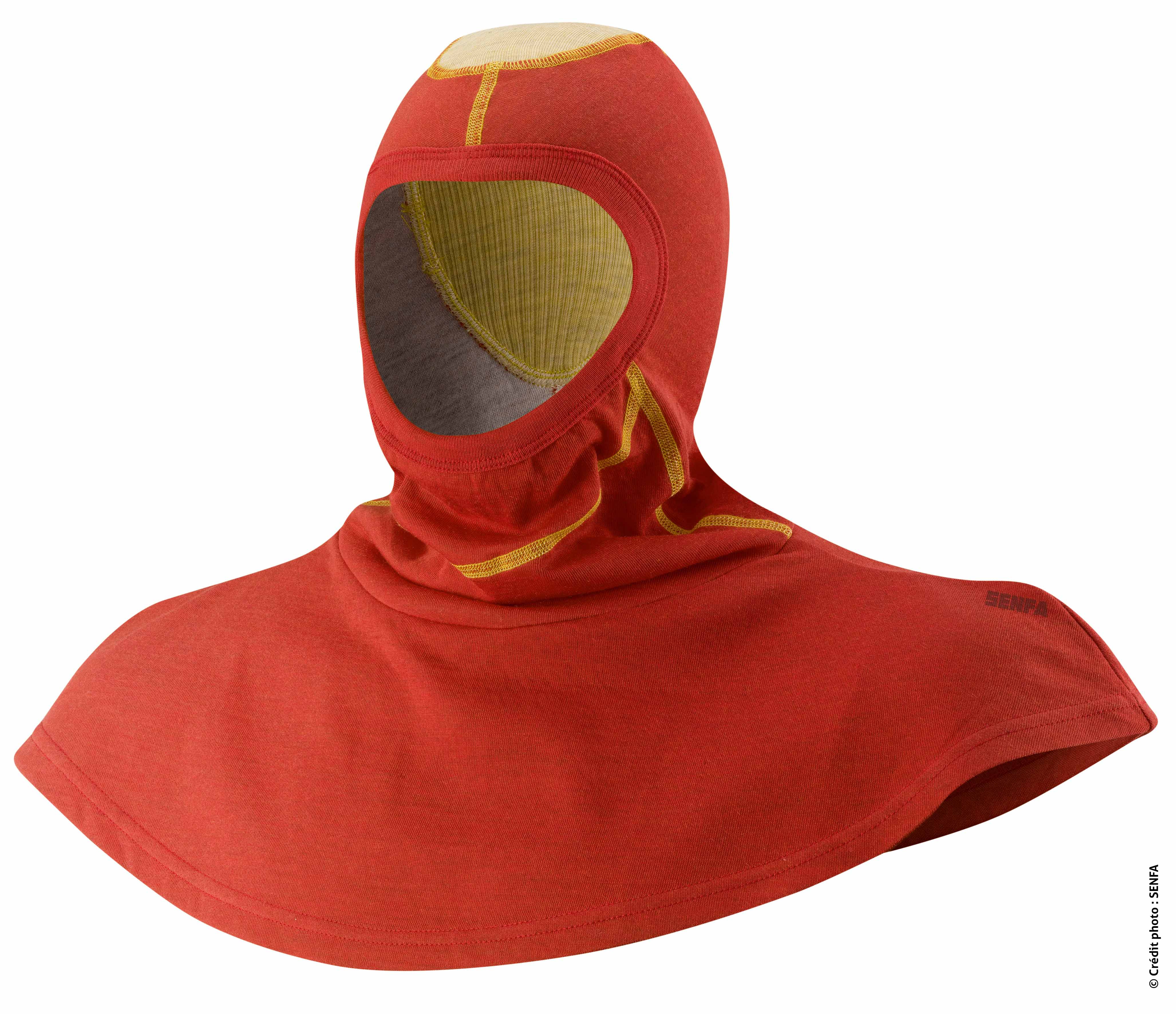 Cagoule sapeur-pompier - rouge - rabat élastique large - spéciale feux de forêt